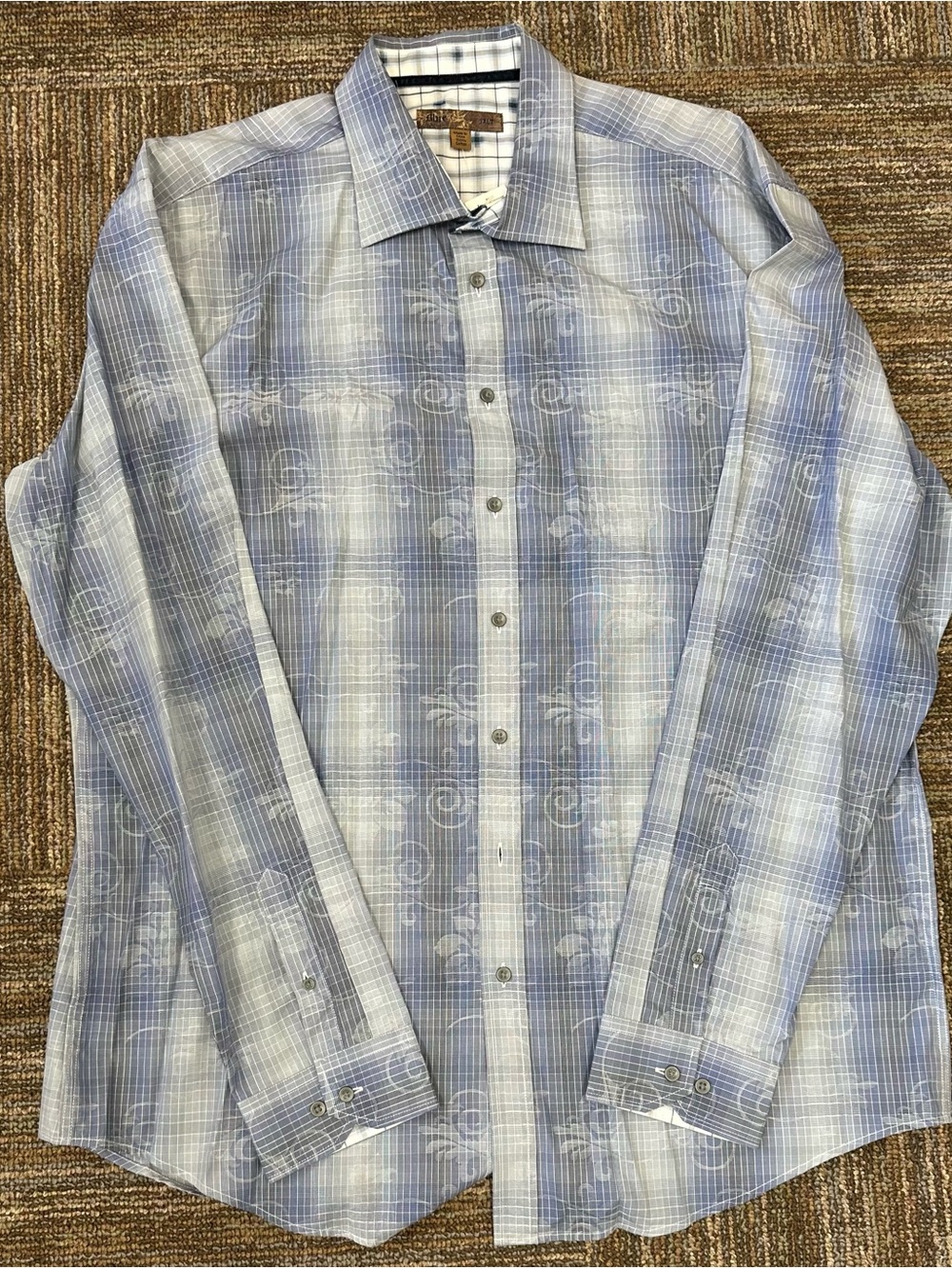 Pronto Uomo Blue and White Plaid Button-Down Shirt